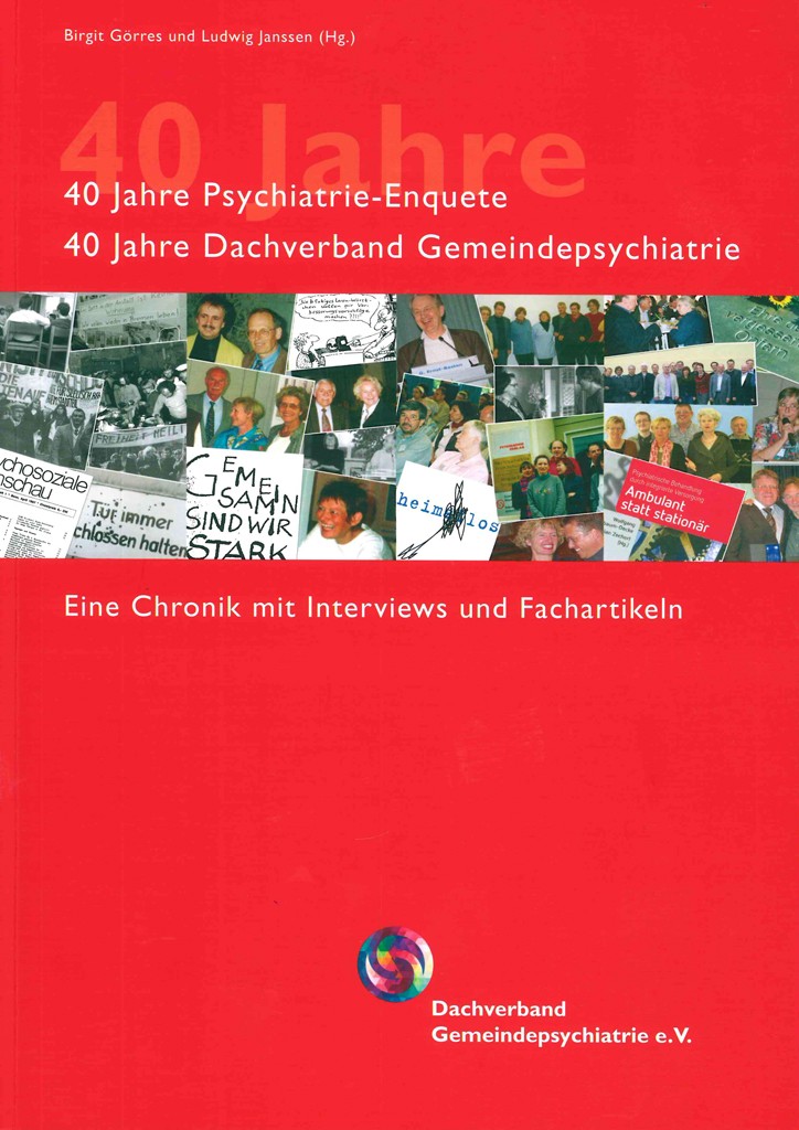 Zum 40-jährigem Bestehen hat der Dachverband Gemeindepsychiatrie diese Broschüre herausgegeben. Ein Artikel über die BRÜCKE in Lübeck findet sich auf den Seiten 46/47. 